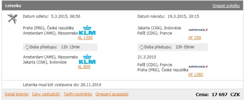 letenka praha jakarta