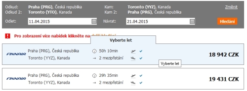 letenky z Prahy do kanady