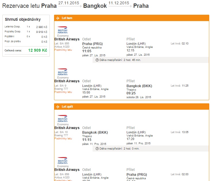 Praha - Bangkok