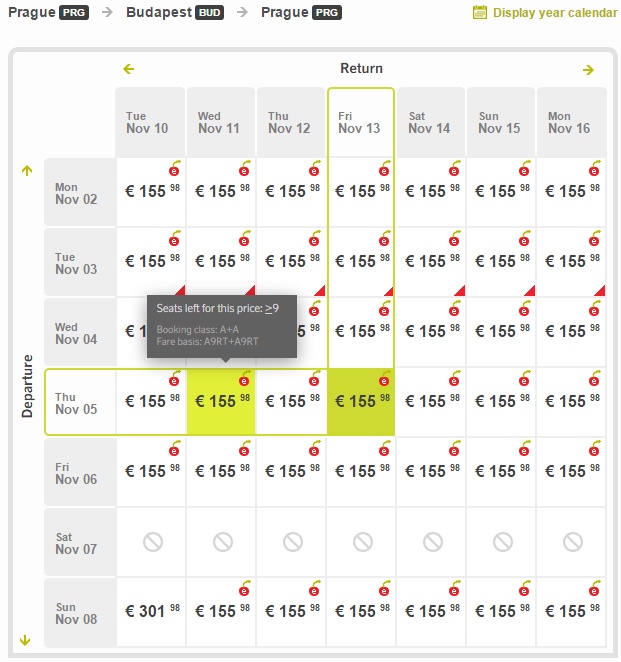 Air Baltic kalendář letenek