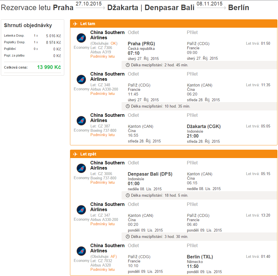 Praha - Jakrata - Denpasar - Bali