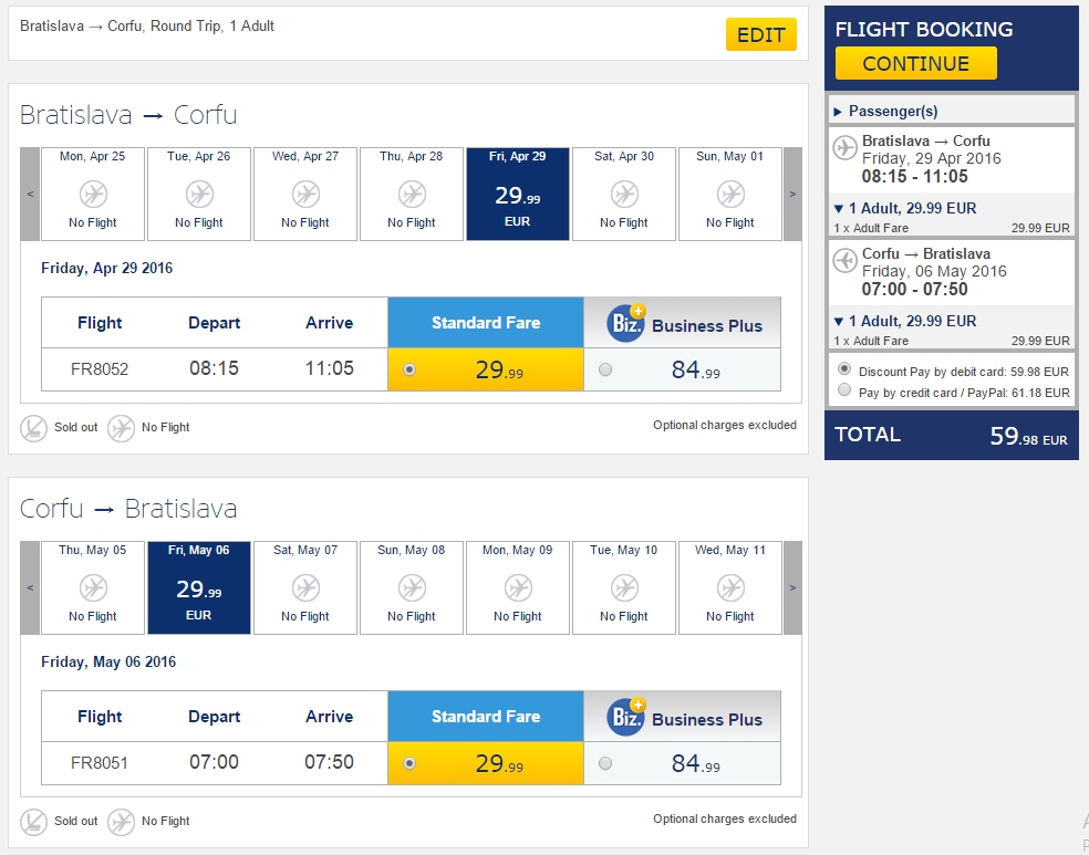 bratislava corfu ryanair