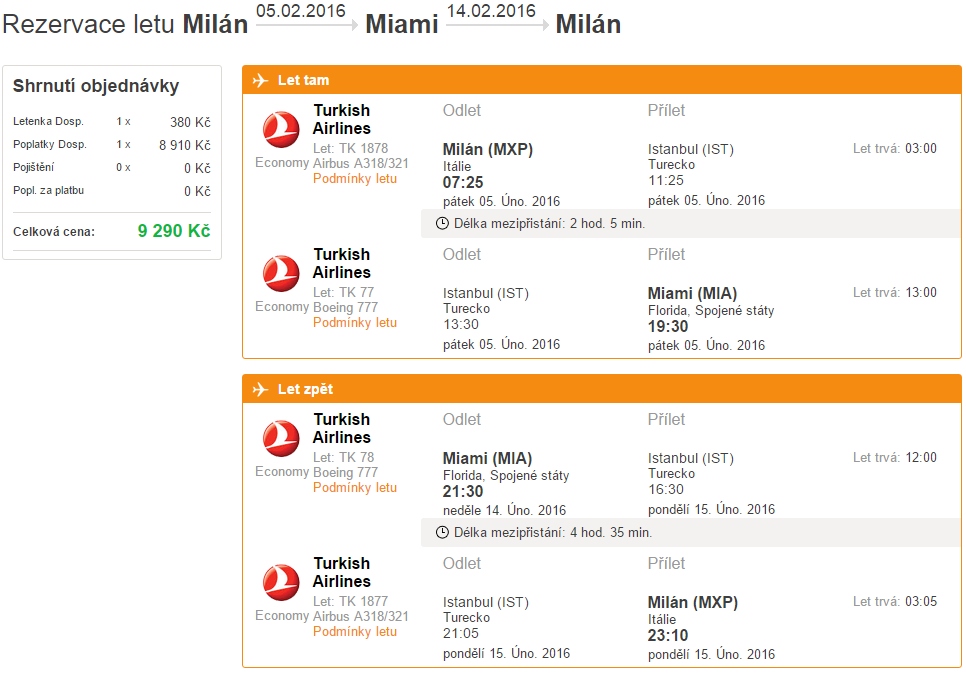 letenky na floridu - miami levně