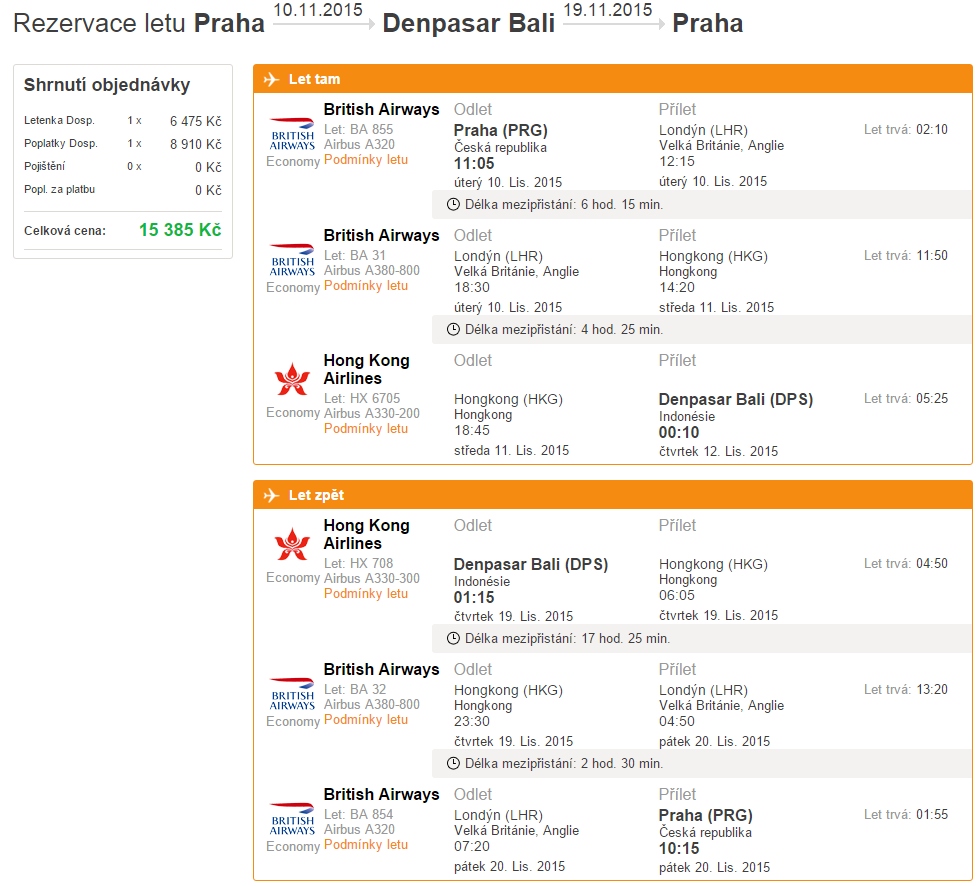 praha bali denpasar levná letenka