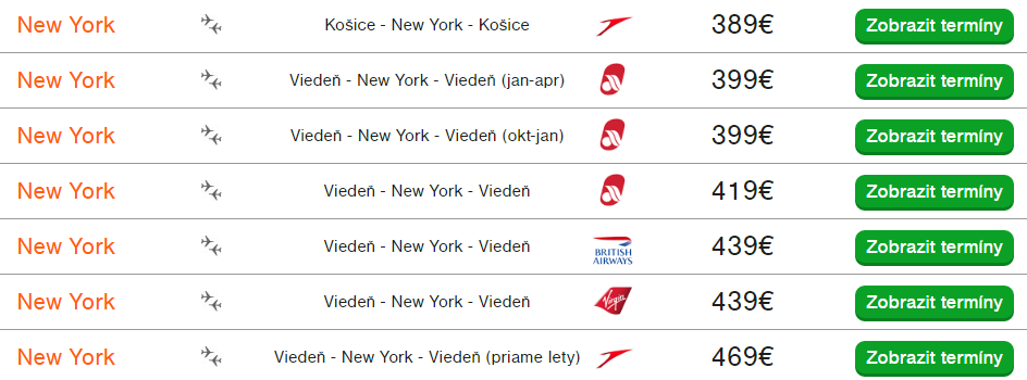 přehled NYC