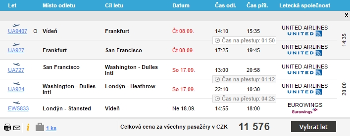 vie - sfo BA